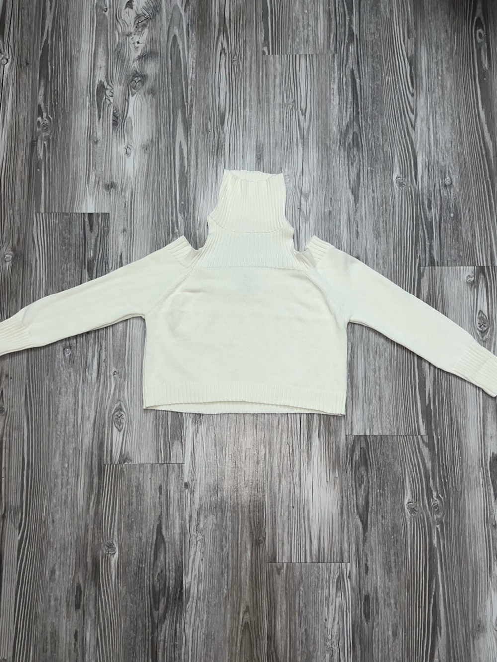 Forever 21 Cream Cold-Shoulder Turtleneck Sweater
